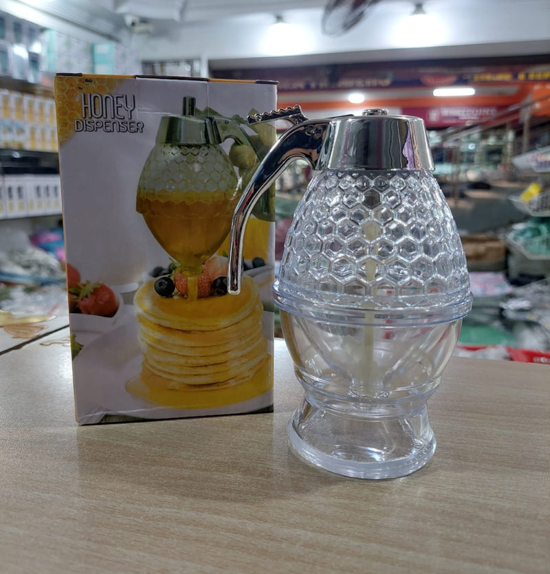 Acrylic Honey Dispenser with Stand ? Transparent Honeycomb Jar 200ml | No-Drip Syrup & Honey Server - AABA MALL