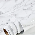 White Marble Sticker Thicken Waterproof Self-Adhesive for Countertops Removable Peel and Stick Wallpaper Wall DIY Design for Kitchens - AABA MALL