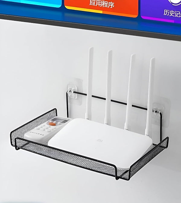 router shelf, wall mounted shelf, TV console, WiFi box organizer, media shelf, wall rack, TV accessories, cable box holder, home decor shelf, office organizer