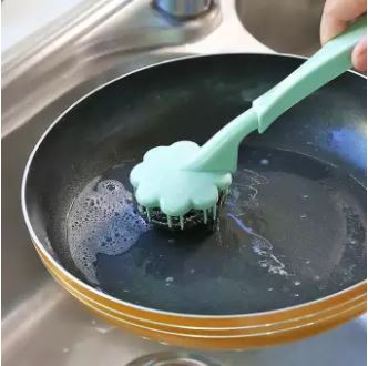 Wire Ball Brush With Long Handle Kitchen Hanging Cleaning Brush Pan Kitchen Dish Handle Washing Tool - AABA MALL