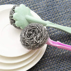 Wire Ball Brush With Long Handle Kitchen Hanging Cleaning Brush Pan Kitchen Dish Handle Washing Tool - AABA MALL