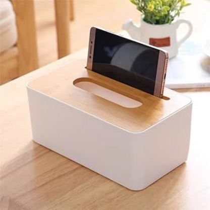 Modern desktop tissue box with and without phone slot