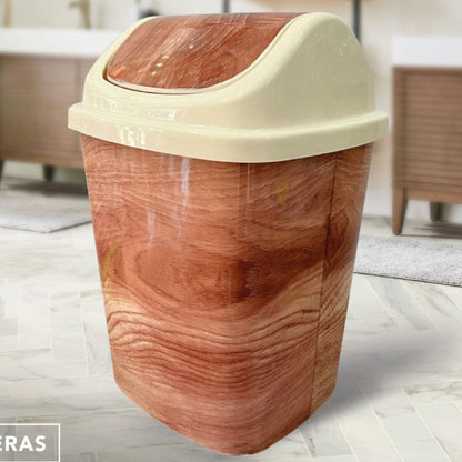 Mini bedroom trash container with stylish wooden look