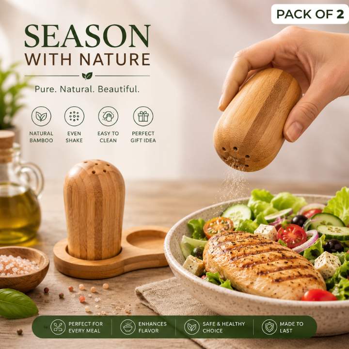 2 Pcs Wooden Salt & Pepper Set with Base | Adjustable Coarseness Grinder | Durable Kitchen Gadget