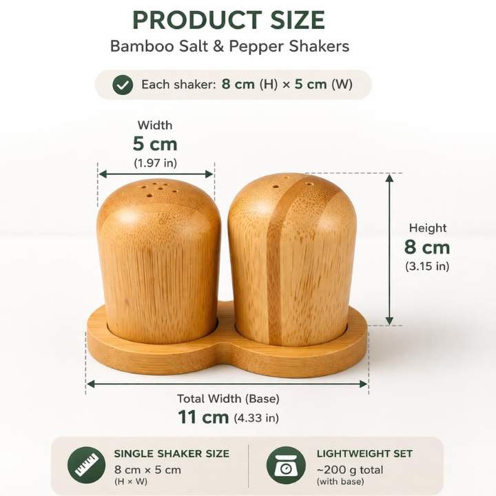 2 Pcs Wooden Salt & Pepper Set with Base | Adjustable Coarseness Grinder | Durable Kitchen Gadget