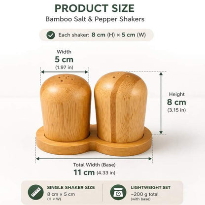 2 Pcs Wooden Salt & Pepper Set with Base | Adjustable Coarseness Grinder | Durable Kitchen Gadget