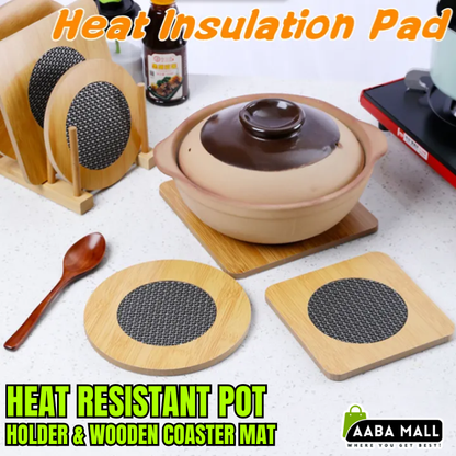 wooden table mat, heat resistant pad, kitchen coaster, pot holder, wooden coaster, heatproof mat, dining mat, kitchenware accessories, non slip mat