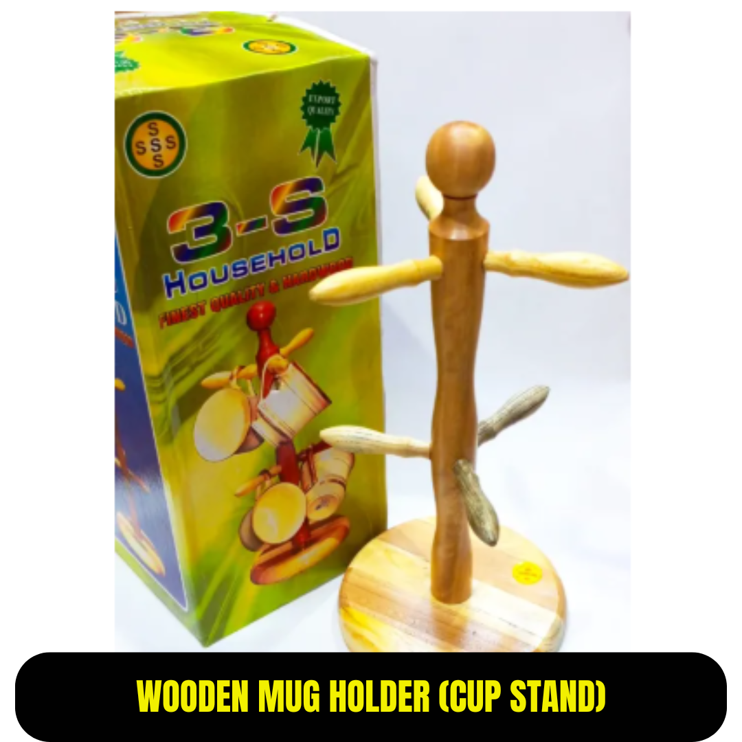 Wood Kitchen Storage Rack Tea Cup Mug Bamboo Stand Organizer