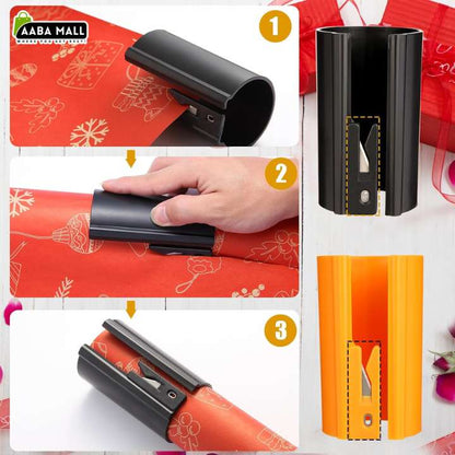 Wrapping Paper Cutter Tool | Sliding Gift Wrap Roll Cutter | Replaceable Blade Tube for Christmas, Halloween, Birthday & Crafting