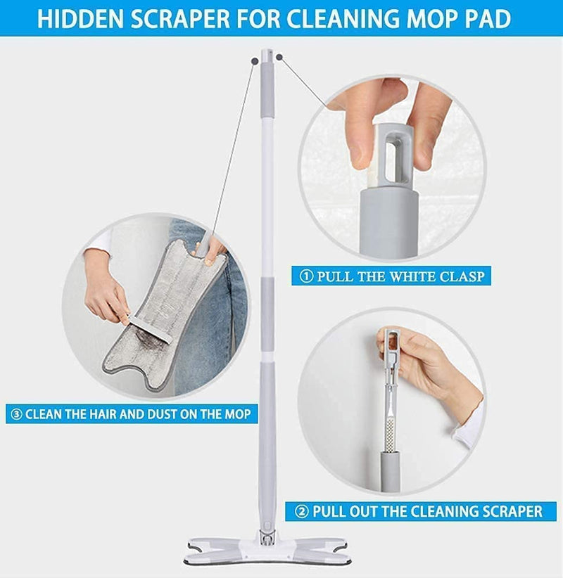 X-Type Microfiber Floor Cleaning mop Home, Hand-Free Wash Self Wringing Flat Mop, 360 Degree Dry/Wet Mop for Home Kitchen Multicolor - AABA MALL