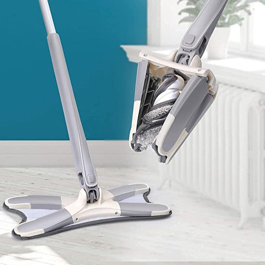X-Type Microfiber Floor Cleaning mop Home, Hand-Free Wash Self Wringing Flat Mop, 360 Degree Dry/Wet Mop for Home Kitchen Multicolor - AABA MALL