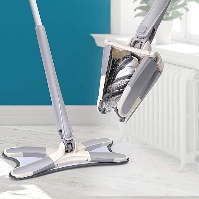 X-Type Microfiber Floor Cleaning mop Home, Hand-Free Wash Self Wringing Flat Mop, 360 Degree Dry/Wet Mop for Home Kitchen Multicolor - AABA MALL