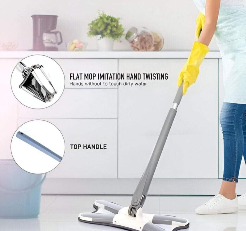 X-Type Microfiber Floor Cleaning mop Home, Hand-Free Wash Self Wringing Flat Mop, 360 Degree Dry/Wet Mop for Home Kitchen Multicolor - AABA MALL