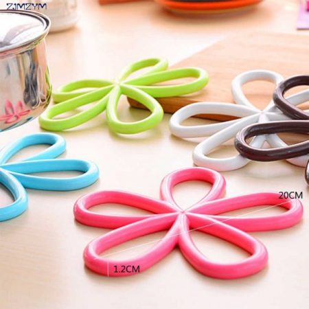 Flower Shape Anti-Slip Pot Holder Pan Pad Bowl Plate Dish Place-mat Cup Coaster Kitchen Dining Table Silicone Heat-Proof Mat - AABA MALL