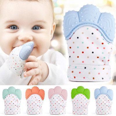 Baby Teething Mittens Self-soothing Pain Relief Glove, Stimulating Teeth Toy, Protective Glove to Prevent Scratches with Travel Bag, Holds Baby's Hand, Unisex for Babies