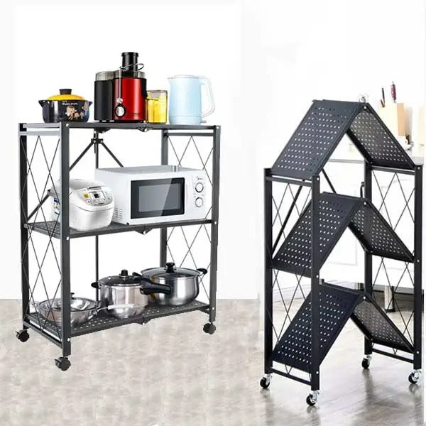 Heavy Duty Folding Metal Storage Rack by AABA MALL Pakistan for Kitchen, Pantry, Garage | Foldable Kitchen Rack | Iron Storage Shelf