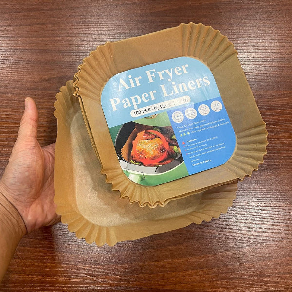 50 Pcs Non-Stick Disposable Air Fryer Paper Liners – Heat Resistant Square & Rectangle Oilproof Parchment Sheets for Air Fryer - AABA MALL