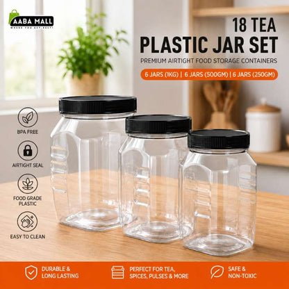 Airtight Plastic Jar Set for Tea, Spices & Food Storage | 1KG, 500GM & 250GM Jars | AABAMALL.PK Pakistan