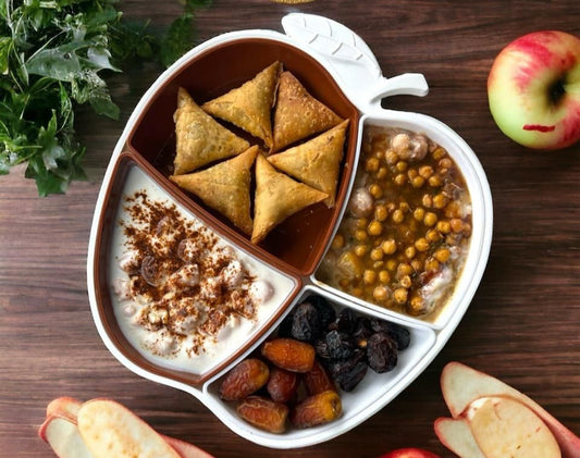 4 in 1 Food Dish Tray Apple Shape Snack Plate Holder Food Dish 4-Grid Dish With 4pcs Detachable Section - AABA MALL