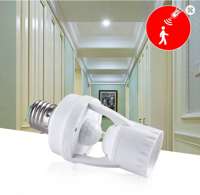 motion sensor bulb holder, infrared light socket, auto control bulb holder, sensor LED holder, hallway night light adapter, basement motion light holder, smart light holder