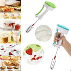 Easy flow powerless manual hand blender, stainless steel rotating whisk and egg beater tool for coffee and batter