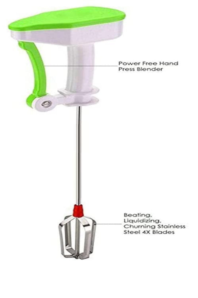 Easy flow powerless manual hand blender, stainless steel rotating whisk and egg beater tool for coffee and batter