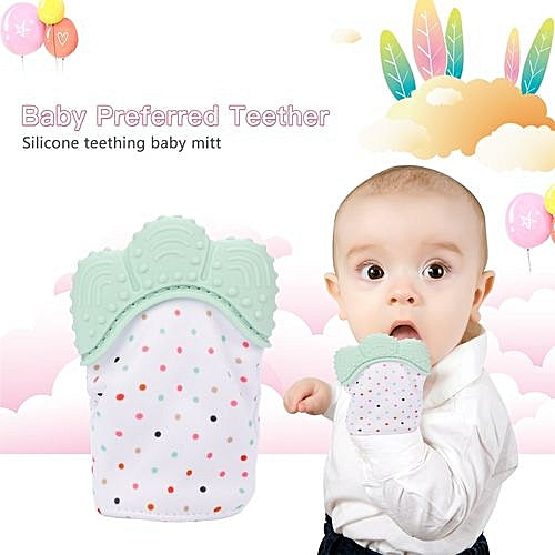 Baby Teething Mittens Self-soothing Pain Relief Glove, Stimulating Teeth Toy, Protective Glove to Prevent Scratches with Travel Bag, Holds Baby's Hand, Unisex for Babies