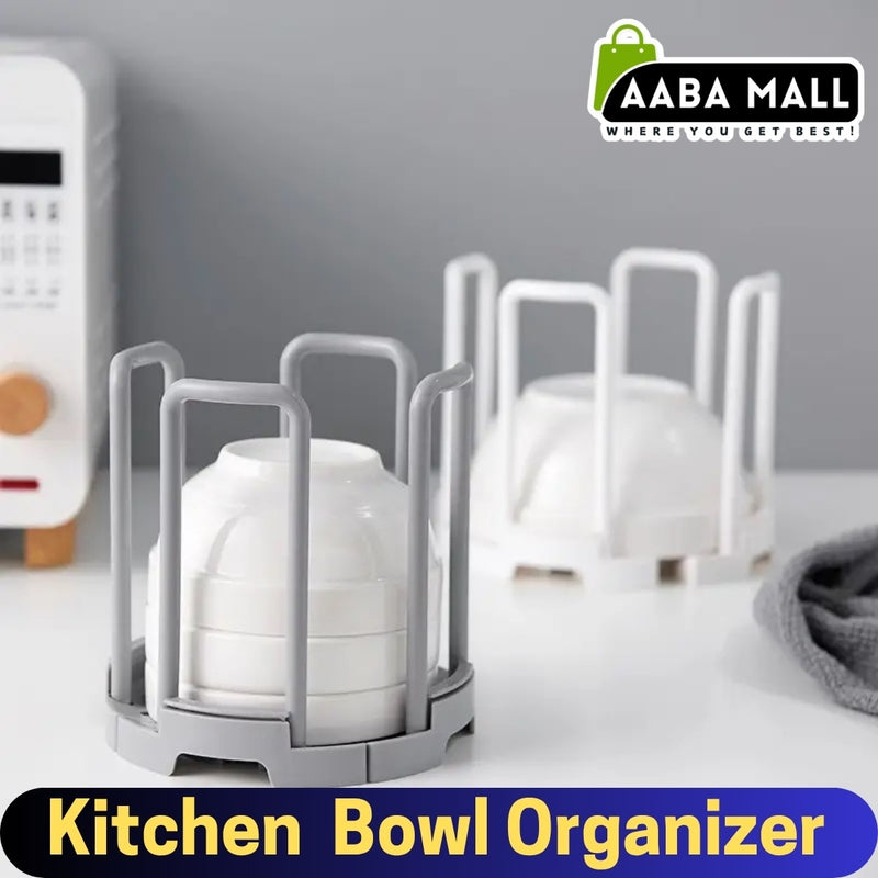 Kitchen Bowl Organizer, Plastic Kitchen Tableware Storage Rack - AABA MALL