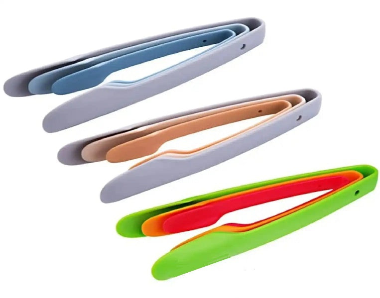 3 PCS Non Stick Chimta Spoon Plastic Tong Bread Tongs Set Food Clamp for Home Bakery Kitchen Utensil 3 in 1 Cooking