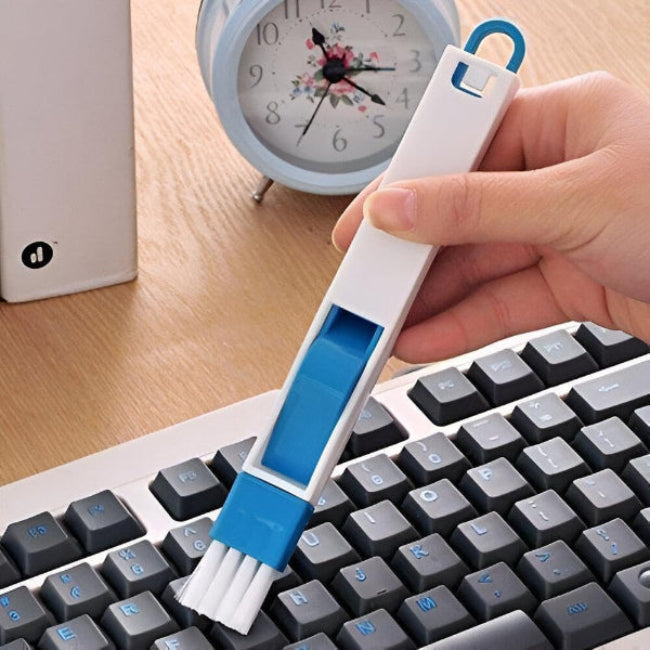 Dust cleaning brush set with mini clip-on dustpan, polypropylene crevice cleaner tool for window gaps and small kitchen corners