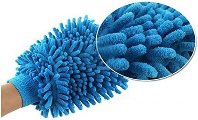 Double-sided microfiber cleaning glove, wet and dry dusting mitt for car interior and detailed home cleaning
