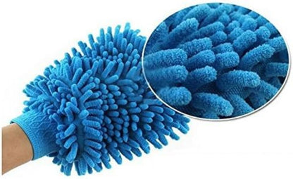 Double-sided microfiber cleaning glove, wet and dry dusting mitt for car interior and detailed home cleaning