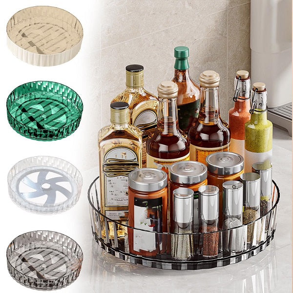 360 Rotating Spice Rack Organizer - Non-Slip Turntable Tray for Kitchen & Pantry