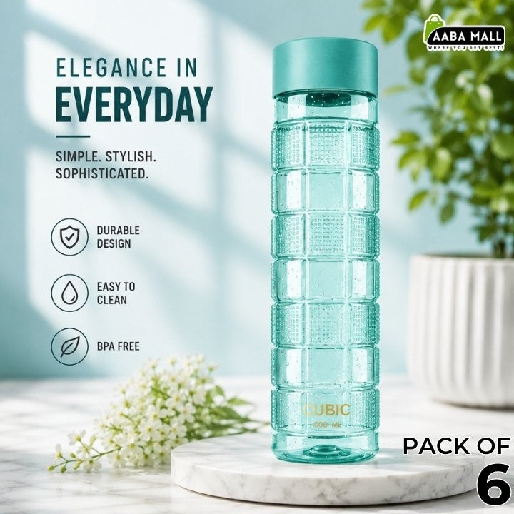 Cubic 1L aqua green water bottle for home and refrigerator organization