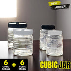 12-piece cubic design airtight plastic storage jar set, BPA-free transparent containers 6x 500g and 6x 250g for kitchen spices, pulses, and groceries
