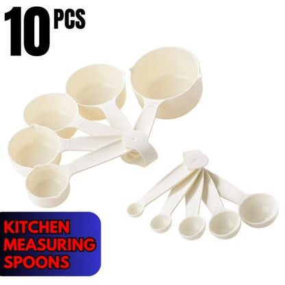 10 piece plastic measuring cups and spoons set, colorful kitchen measuring tools for accurate cooking and baking ingredients