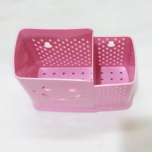 2-grid plastic drainable cutlery stand, utensil drying caddy with removable water collection tray