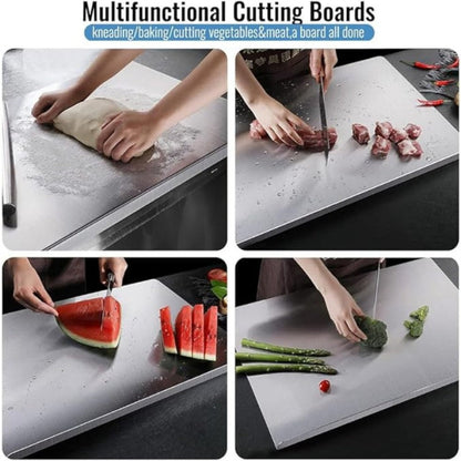 Stainless steel chopping board, anti-bacterial cutting board for meat and vegetables, odor-free kitchen prep platform