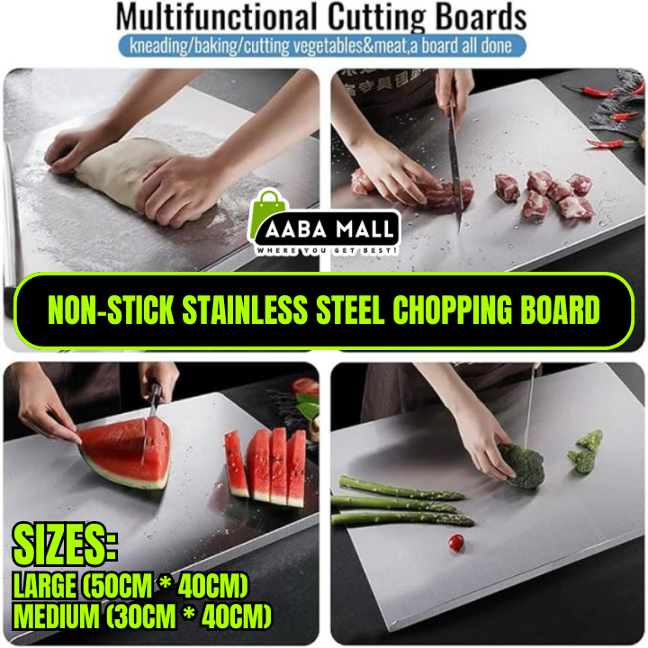 Stainless steel chopping board, anti-bacterial cutting board for meat and vegetables, odor-free kitchen prep platform