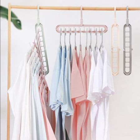 9 Hole Space Saving Hanger Multi-Function Rotatable Hanger for Drying Clothes Organizer - AABA MALL