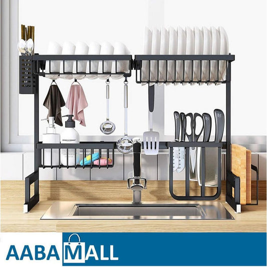 Dish Drying Rack Over Sink Kitchen Storage Shelf Countertop Space Saver Display Stand Tableware Drainer Organizer Utensils Holder SMALL
