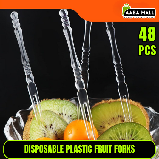 Pack of 48 Plastic Fruit & Cocktail Forks – Reusable Bistro Tasting Forks for Appetizers, Desserts & Party Snacks