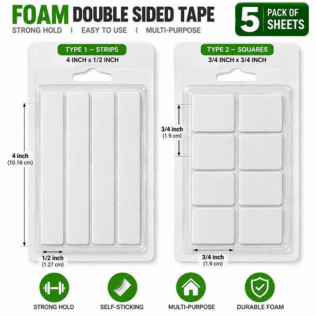 4 inch double sided foam mounting tape strips for frames hooks and organizers