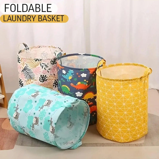 Foldable Draw string Laundry Basket - Washing Clothes Basket Organizer