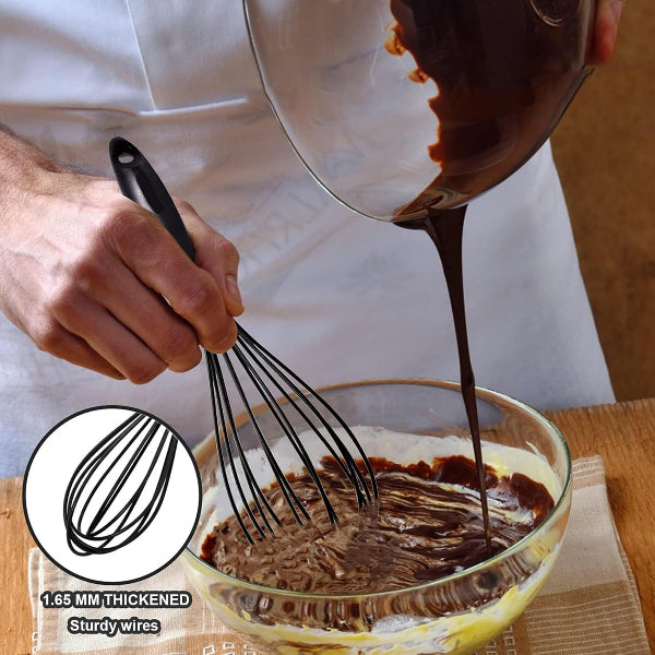 Manual silicone whisk for mixing batter and sauces