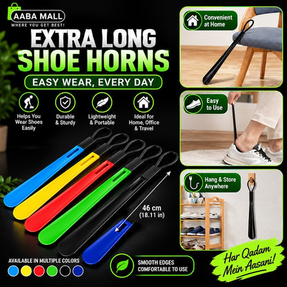 46cm extra long plastic shoe horn in multiple colors for easy shoe wearing without bending