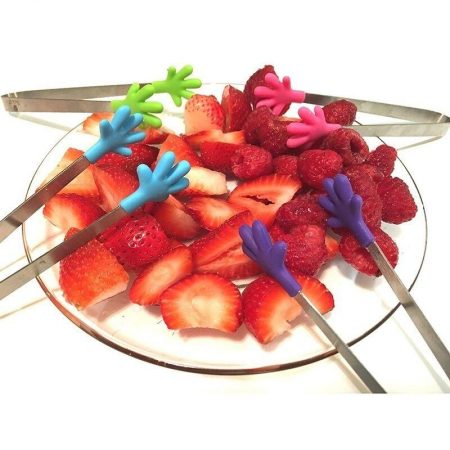 Stainless Steel Silicone Kitchen Mini Tong Clip Chimta Salad Pliers Kitchenware Mini Tongs Dessert Tongs Food Tongs Ice Cube Tong Cake Tong - AABA MALL