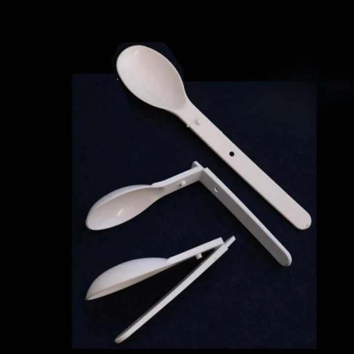 ALT: White disposable foldable spoon and fork cutlery set