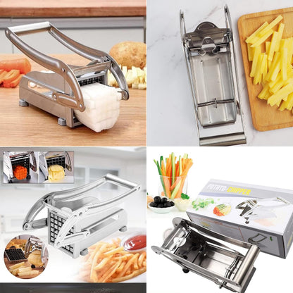 Heavy-duty stainless steel French fry cutter, commercial grade potato chip slicer tool for uniform vegetable sticks