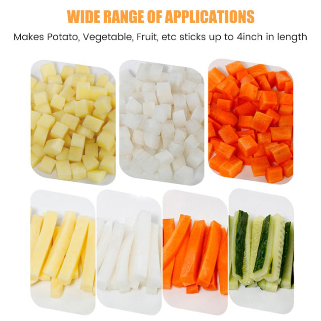 Heavy-duty stainless steel French fry cutter, commercial grade potato chip slicer tool for uniform vegetable sticks